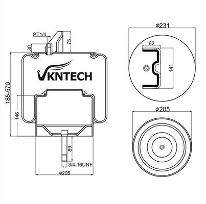 MOLA PNEUMÁTICA DE CAMINHÃO COMERCIAL SUBSTITUÍDA  FUSO TRL-230SCN  VKNTECH 1K6837 PARA CAMINHÃO JAPONÊS FUSO TRL-230SCN  VKNTECH 1K6837