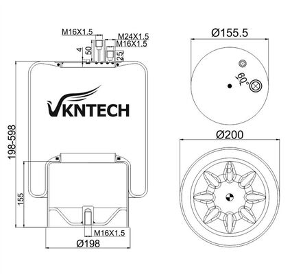 Fonte de ar de camião para Mercedes Benz A 942.320.52.21 Contitech 4390NP23 Substituição por VKNTECH 1K4123 MERCEDES BENZ A 942.320.52.21 Contitech 4390NP23