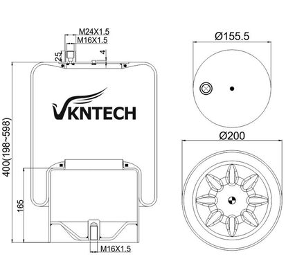 Fonte de ar de camião para Mercedes Benz A 942.320.51.21 Contitech 4390NP24 Substituição por VKNTECH 1K4124 MERCEDES BENZ A 942.320.51.21 Contitech 4390NP24