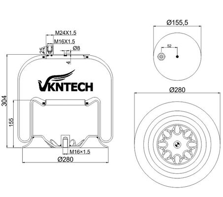 Fonte de ar de camião para Mercedes Benz A 974.320.02.17 A 974.320.04.17 A 946.320.02.17 Contitech 4757NP02 Substituído por VKNTECH 1K4757-2