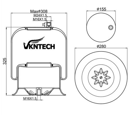 Fonte de ar de camião para Mercedes Benz A 974.320.04.17 A 946.320.04.17 Contitech 4757NP09 Dunlop D13T02 Goodyear 9520 CF Gomma 1VSC30026 206786 Substituído por VKNTECH 1K4757-3