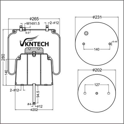 AIR SPRING SCANIA 1440305 492680 Goodyear 556028561 Phoenix 1DF20A-2 SUBSTITUIR POR VKNTECH 1K6305