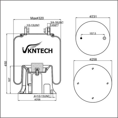 AIR SPRING HENDRICKSON NS 501304 WATSON&CHALIN AS-0036 TRIANGLE 8361 6373 Firestone W01-358-9321 1T15M-11 Goodyear 1R12-256 Substituição pela VKNTECH 1K9321